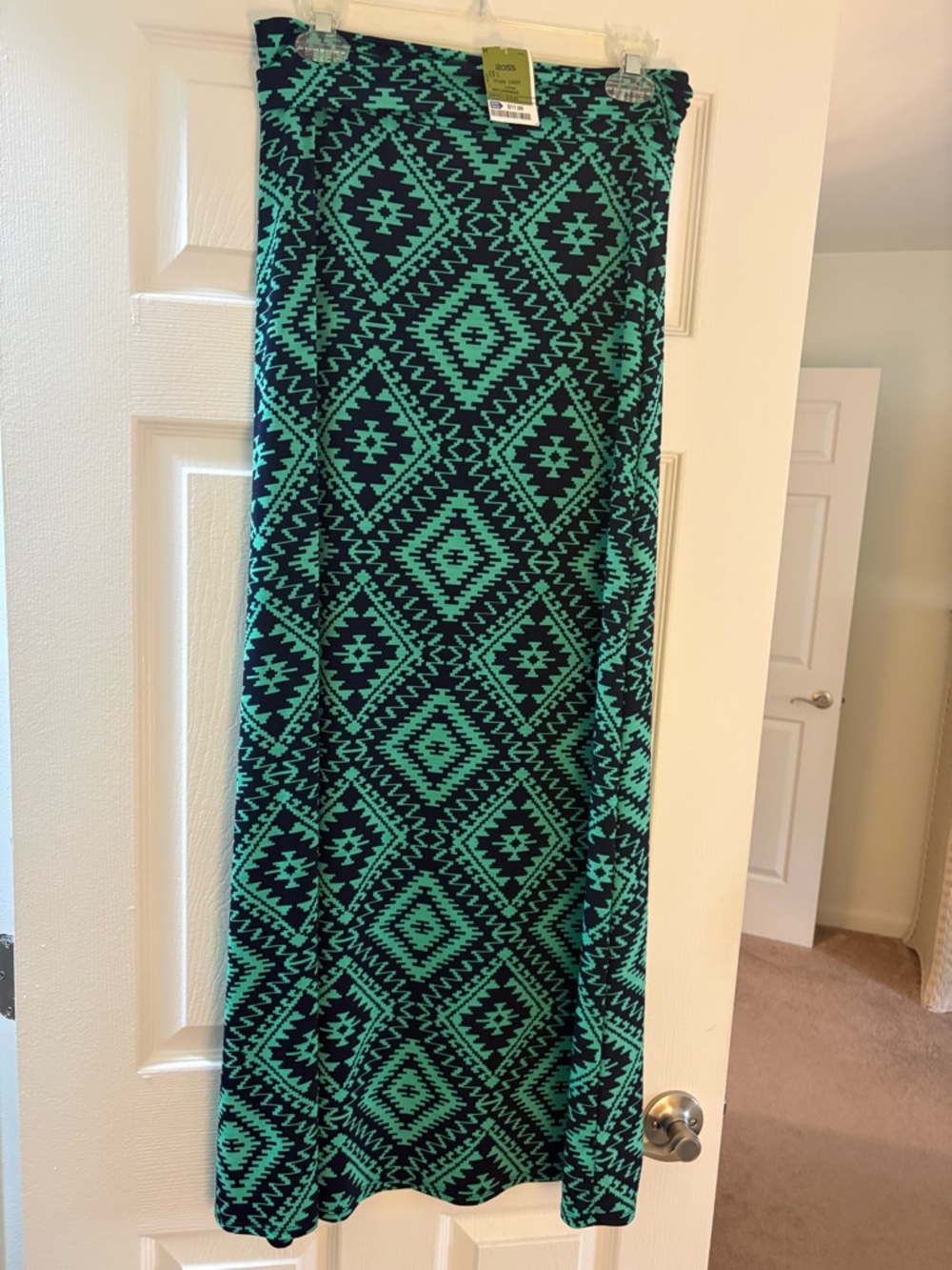 Women’s Maxi Skirt in Teal & Blue Aztec Print